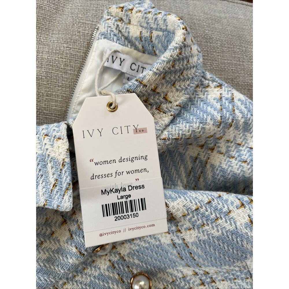 NEW Ivy City Co MyKayla Dress L Retro Tweed Pearl Button Classic Preppy Y2k - Picture 10 of 16